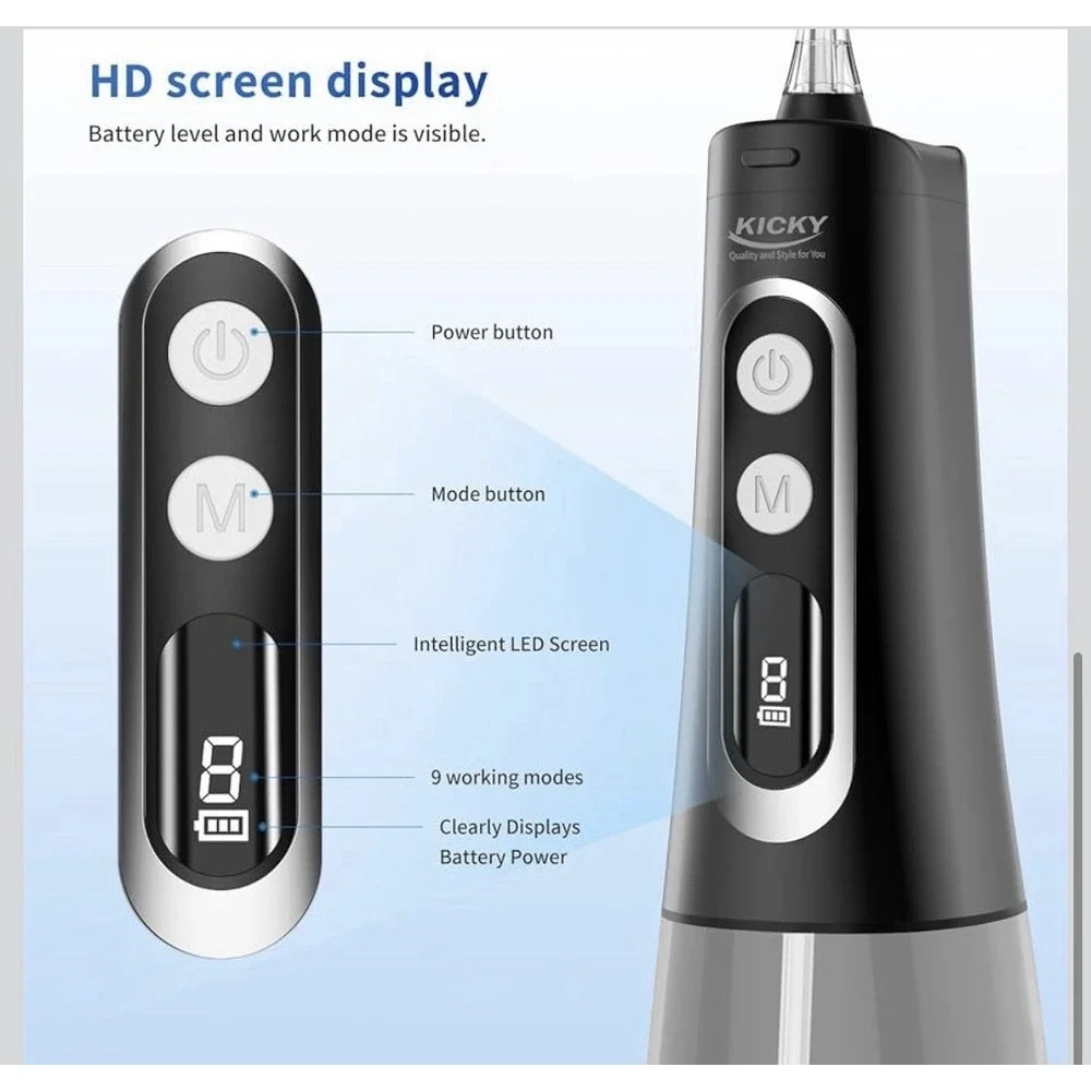 Water Dental Flosser Cordless for Teeth Cleaning‎ - 4 Modes Oral Irrigator 300ML